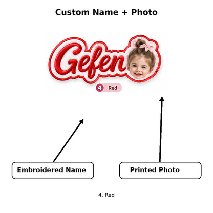 Personalized Photo Embroidered Patch, Custom Name Adhesive Back Patch, DIY Decor Badge for Backpacks,Hats,Jackets & School Gifts