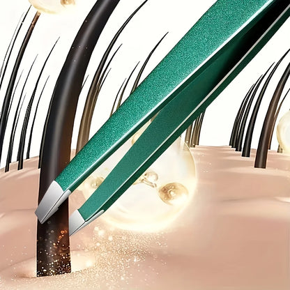 Professional Stainless Steel Tweezers Set for Men & Women High-Precision Slant Tip Beauty Tools with Sensitive Trichologist Care