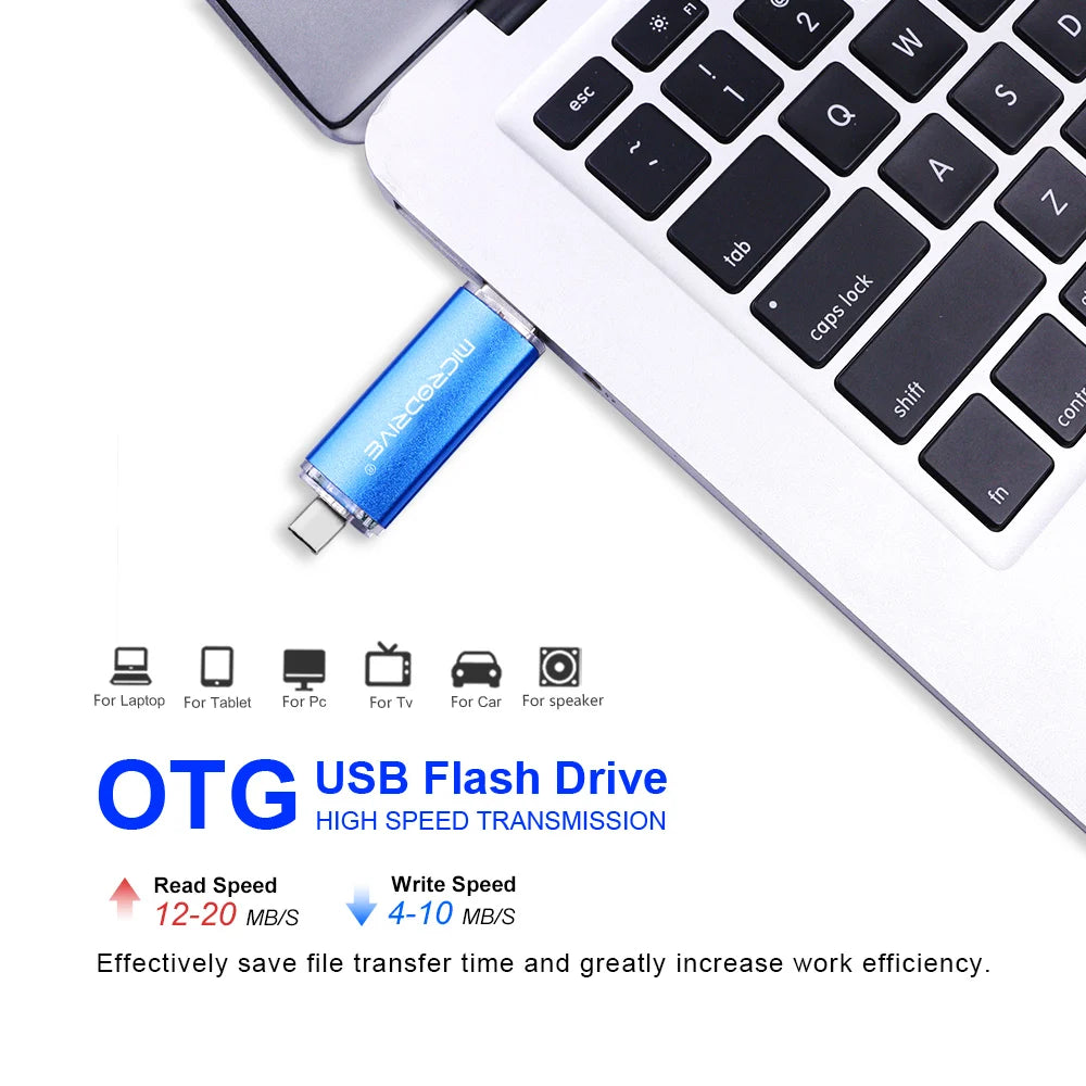 OTG Pendrive 2 in 1 type c USB 2.0 Flash Drive 1GB 128gb 64gb cle usb memoria usb metal stick 32gb 8gb Pen Drive for Android