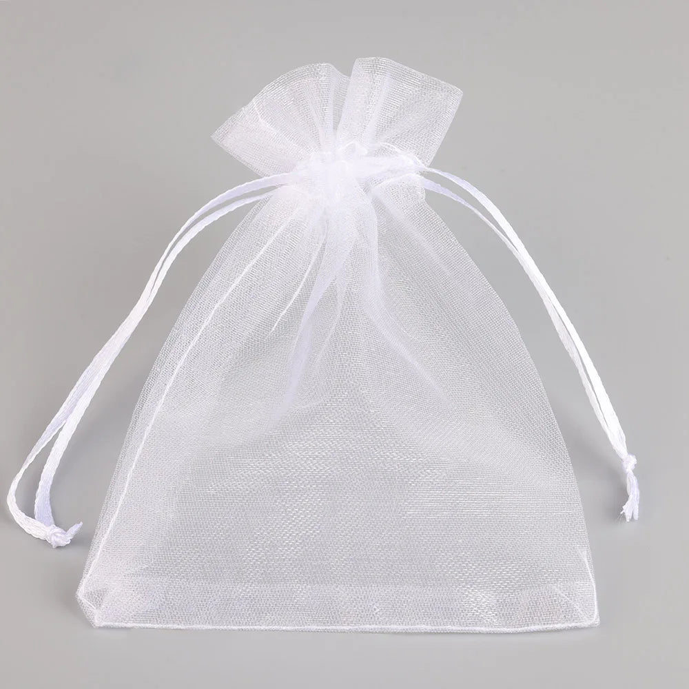 50/100pcs Colorful Organza Gift Bag 5x7 7x9 9x12 10x15 13x18cm Party Wedding Favors Candy Jewelry Packaging Drawstring pouches