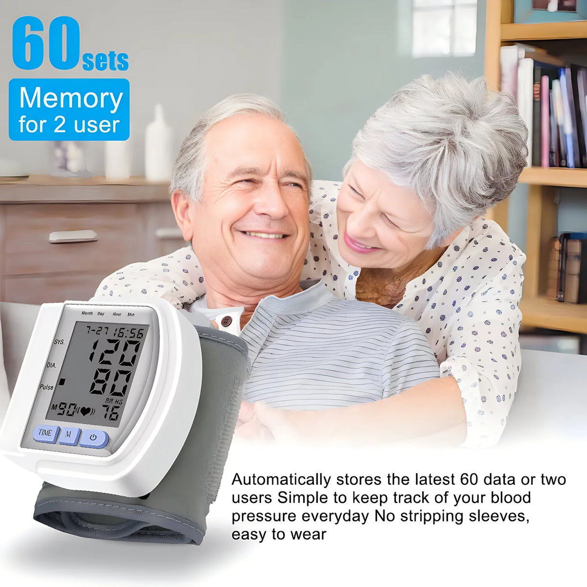 Wrist Blood Pressure Monitor - Automatic Digital Sphygmomanometer with Pulsometer Function, Portable Tensiometer for Home