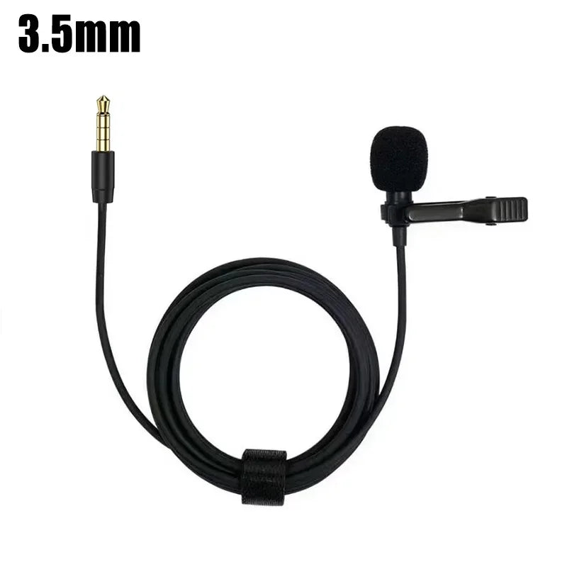 1-5pc Portable Lavalier Microphone Metal Clip Lapel Mic Wired 3.5mm/Type-C/USB For Mobile Phone Laptop DSLR Camera Lound Speaker
