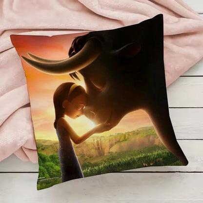 Cute Cartoon Ferdinand Pillow Case Pillowcase Anti-dustmite Pillow Invisible zipper silky short plush Sofa cushion cover