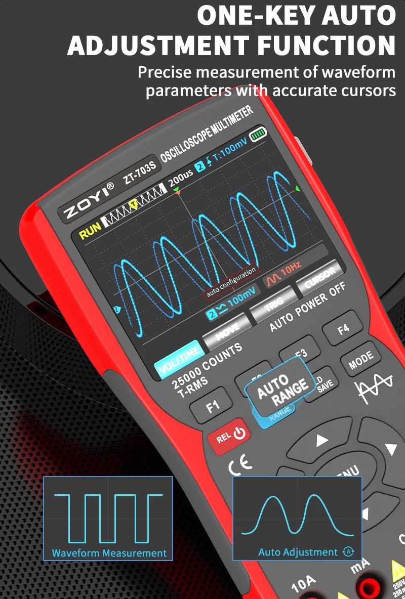ZOYI 3-in-1 digital multimeter 50MHz bandwidth 280MS rate PC waveform data storage dual oscilloscope signal generator auto repai