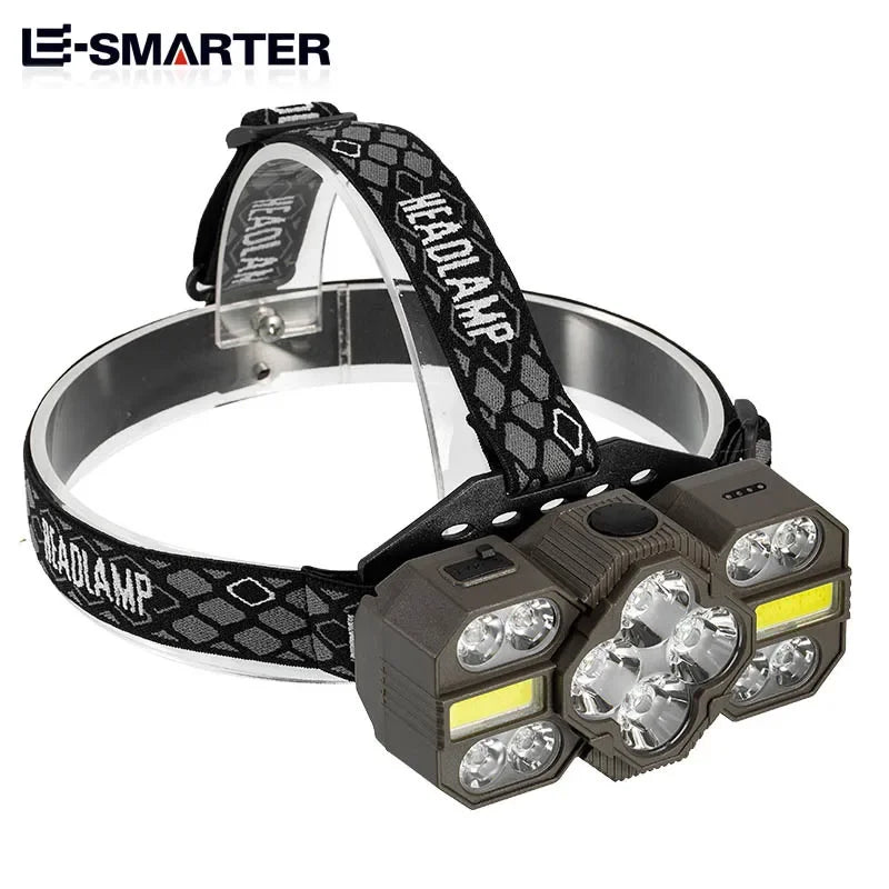 Outdoor Lighting Strong Bald Headlight 12 LED Super Bright Spotted Portable Headlight Outdoor Camping Maintenance Light