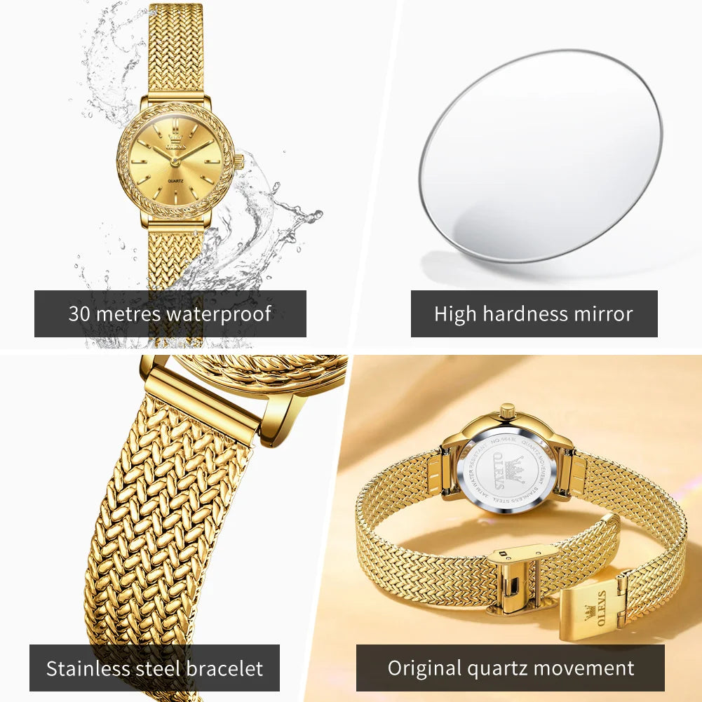 OLEVS 5643 Watches for Women Top Brand Ladies Dress Quartz Watch Steel Mesh Strap Waterproof Fashion Original Women's Wristwatch