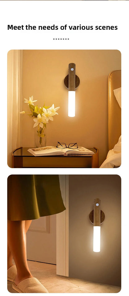Automatic Night Light Motion Sensor Rechargeable 3-Mode LED Wall Light Human Body Induction Light for Bedroom Bathroom Hallway