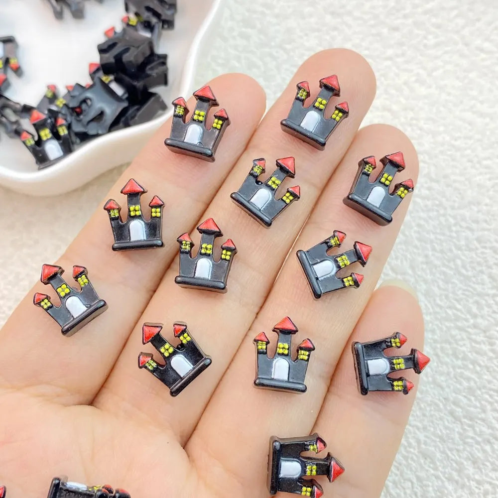 50Pcs New Cute Resin Mini Halloween Ghosts Animals Series Flat Back Manicure Parts Embellishments For Hair Bows