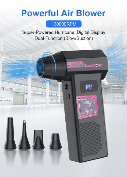 13000rpm Turbo Jet FanPowerful Air Blower, High Speed Jet Fan Handheld Portable Type-C Charging Dust Snow Cleaning Air Turbo Jet