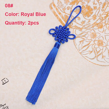 2Pcs Tassel Fringe Handmade Silk Floss Chinese Knot Tassel Bangs Flower Tassel for DIY Craft Door Car Handing Home Decor