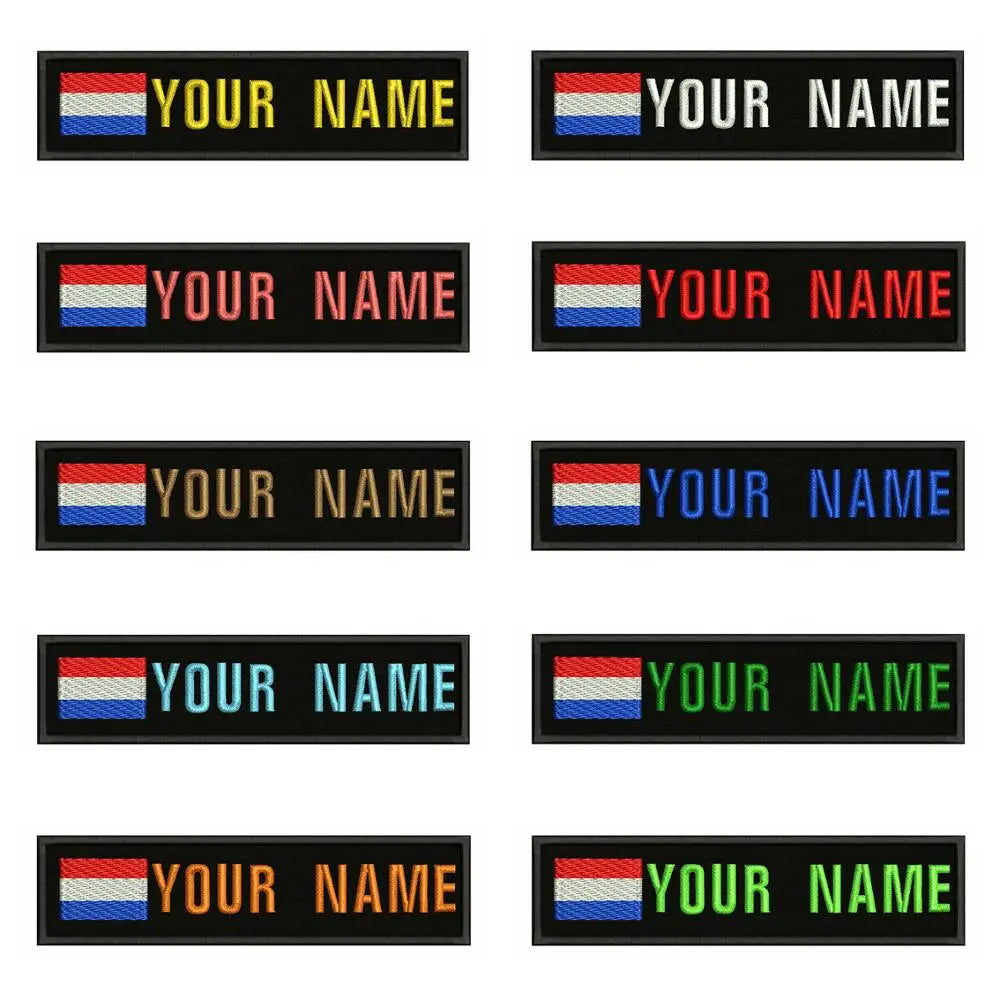 Dutch Flag Netherlands 10X2.5cm Embroidery Custom Name Text Patch Stripes Badge Iron On Or  Patches