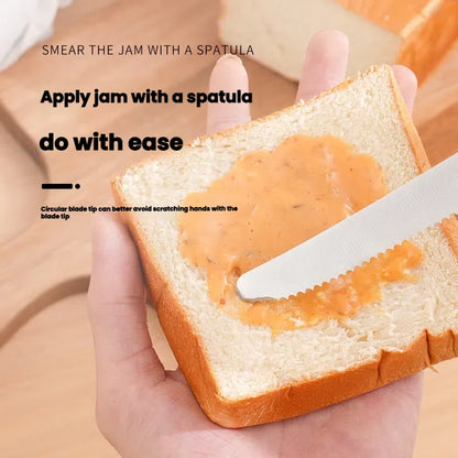 Serrated Steak Knife, Stainless Steel Steak Knife With Pointed Tail Plastic Handle, Multifunctional Kitchen Bread Dessert Knife