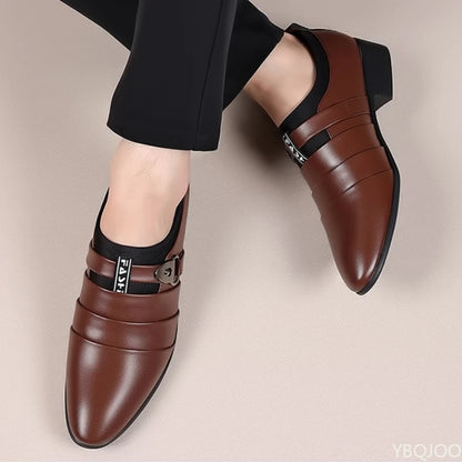 2025 Spring and Autumn Fashion New Large Pointed Office Dress Men's Shoes Party Gathering Height Raising Men's Leather Shoes