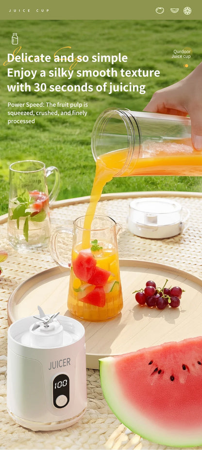 Portable 600ML Juicer Cup 12 Blades for Shakes Smoothies Rechargeable USB Traveling Fruit Juicer Double Cup Fruit Blender