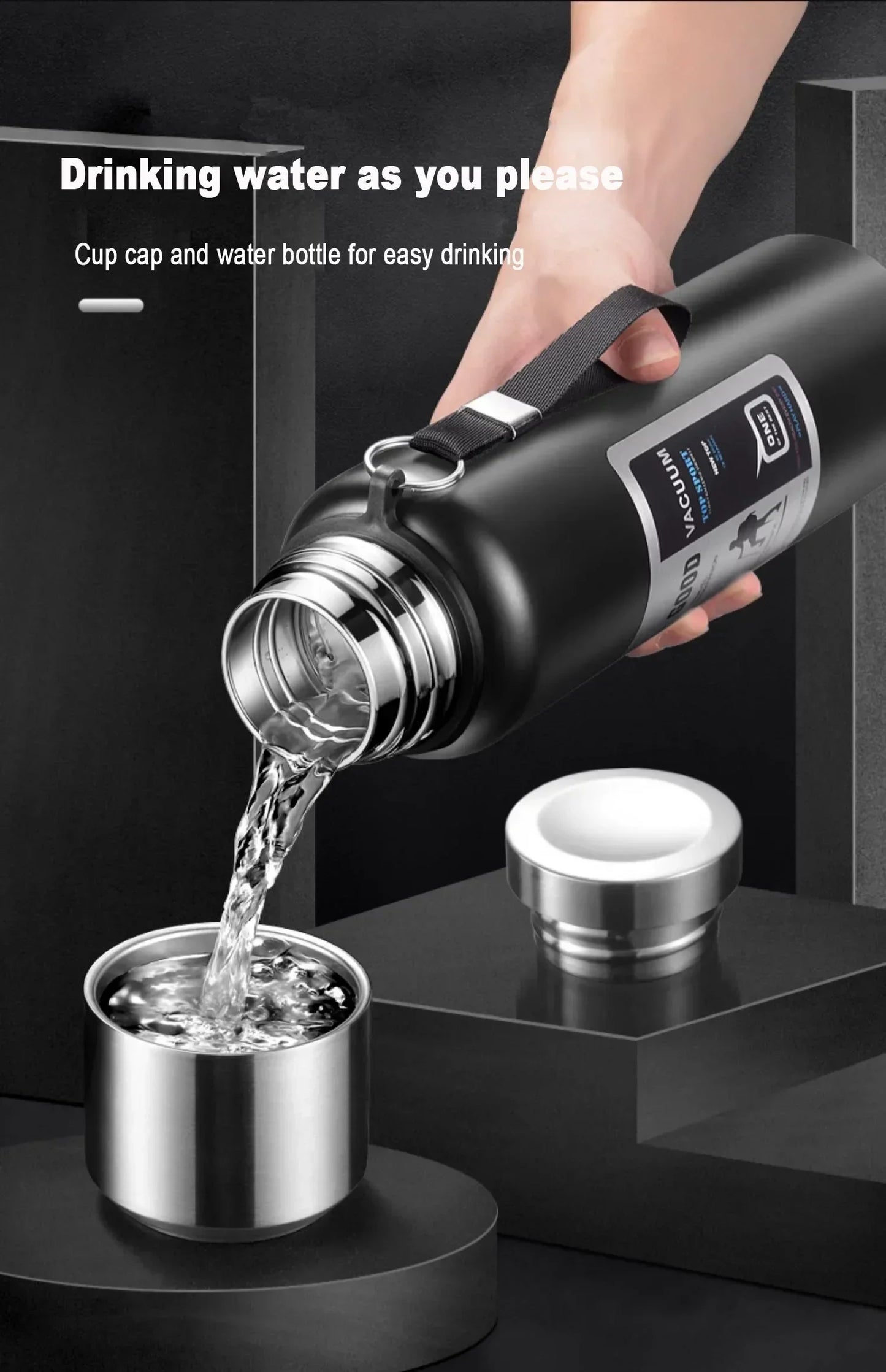 Large Capacity Cold & Hot Thermos Tumbler, Stainless Steel Insulated Water Bottle, Tea Coffee Flask Pot Travel Mug