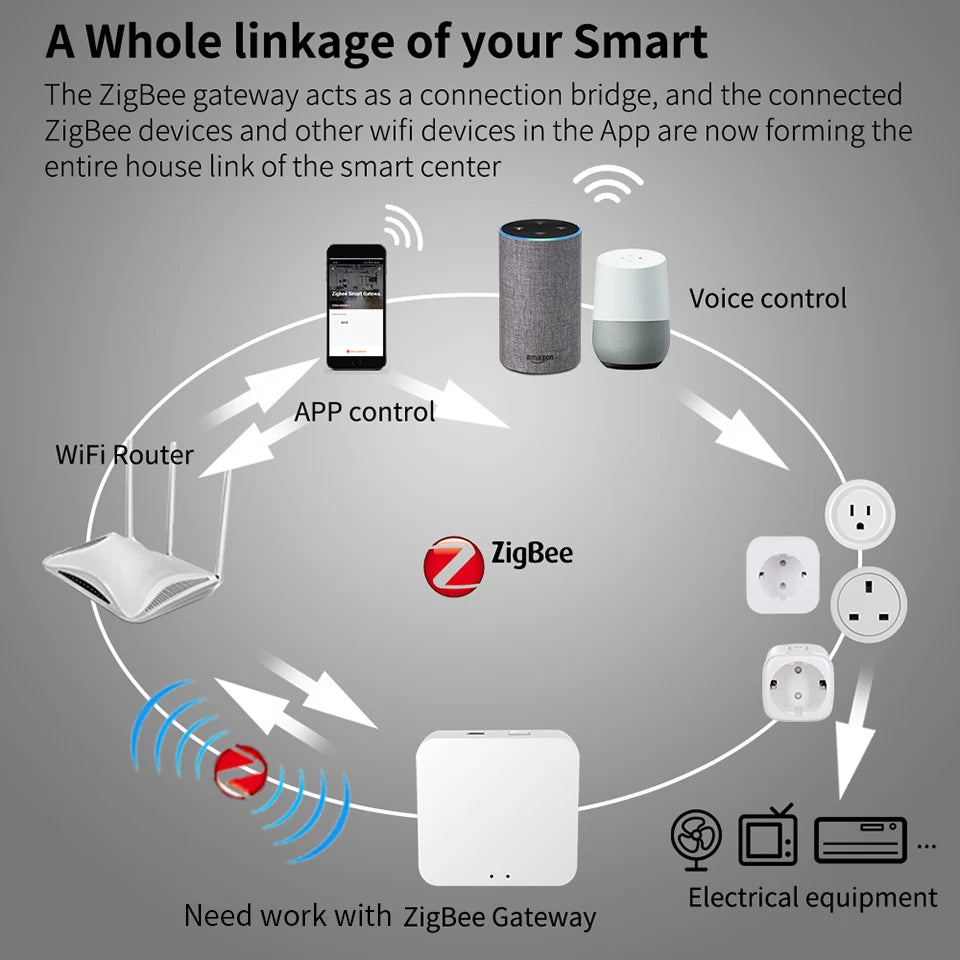 Tuya ZigBee Smart Socket Supporting Google/Alexa Voice Control| Requires Gateway| Remote Scheduling/Power Consumption Statistics