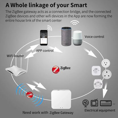 Tuya ZigBee Smart Socket Supporting Google/Alexa Voice Control| Requires Gateway| Remote Scheduling/Power Consumption Statistics