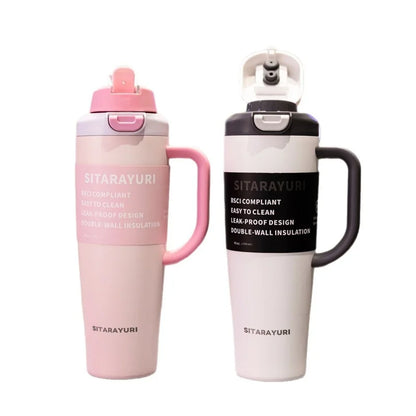 JUSTINLAU 1PC 1200ML Large Capacity Stainless Steel Insulated Cup Car Travel Outdoor Camping Coffee Beverage Water Bottle