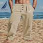 Nautica  Men's Casual Breathable Cotton-Linen Pants Trendy Street Sport Loose Straight Beach Outdoor Trousers
