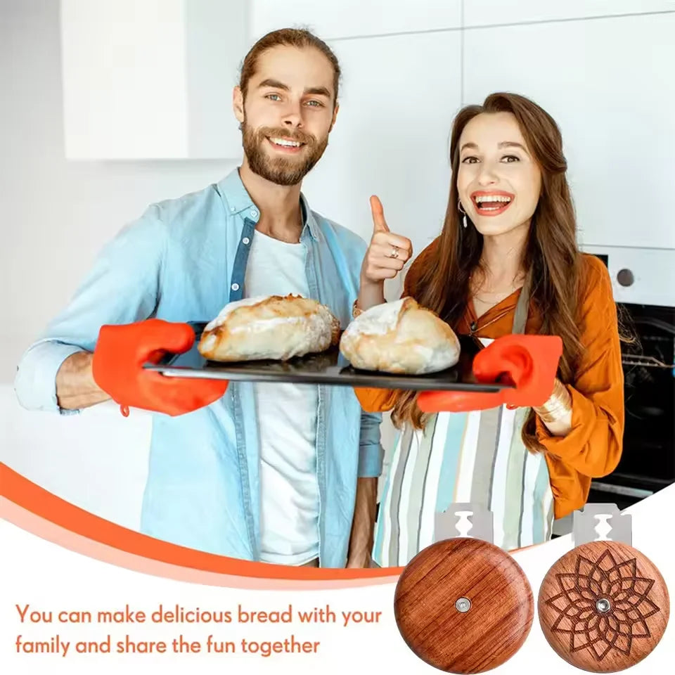Bread Lame Dough Score Cutting Tools Wooden Scraper French Bakery Lame With 5 Blades Knife Arc Curved Slicer Cutter Bake Tools