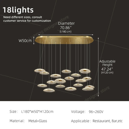 Dining room pendant light Modern villa dining room Kitchen pendant light designer glass Multi-head Hanging Lamp pendant light