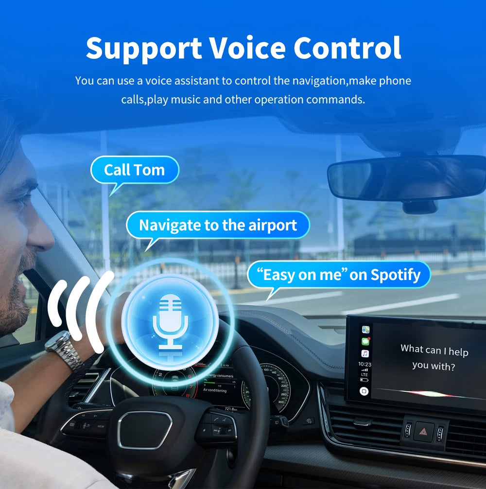 2 in 1 Wired to Wireless Car CarPlay Adapter Android Auto AI Box Plug & Used for OEM Wired CarPlay AA Navigation System