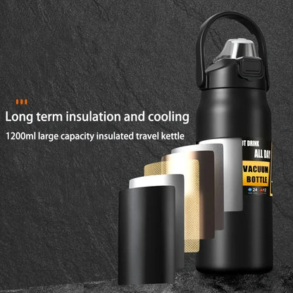 LUSQI 304 Stainless Steel Thermal Mug Outdoor Thermos Bottle Portable Tumbler Vacuum Flasks Cold & Hot Straw Water Bottle