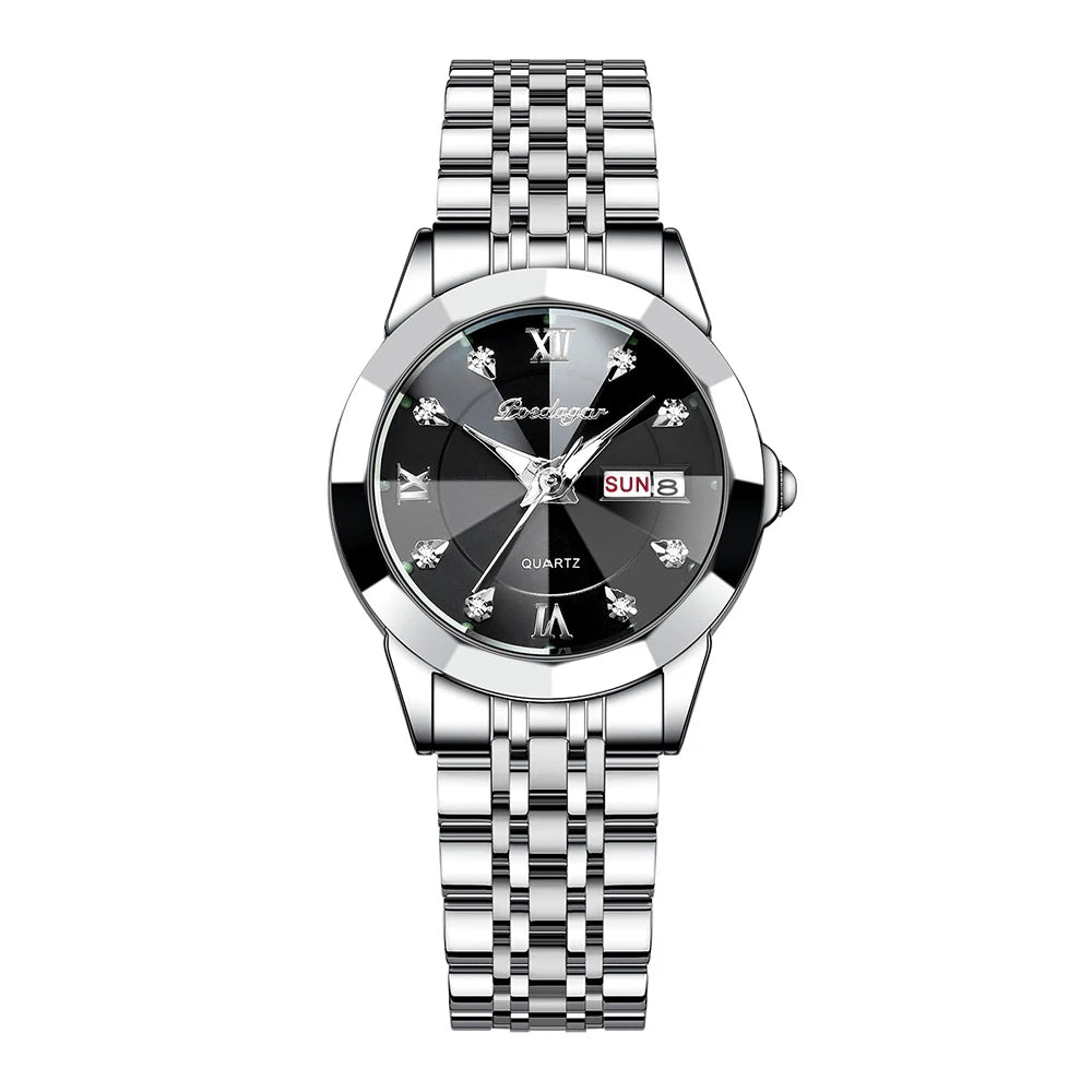 POEDAGAR Luxury Brand Women's Watches Waterproof Luminous Date Week Quartz Watch For Woman Stainless Steel Fashion Ladies Watch