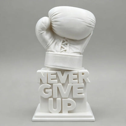 3D Printed "Never Give Up" Boxing Glove Figurine Inspirational Desk Decor Motivational Sculpture for Office Home Gift Birthday