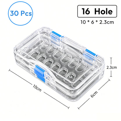 Dental Veneer Membrane Box with Film Transparent Denture Storage Box with 6/16 Hole for Small Crown Dentistry Materials Tools