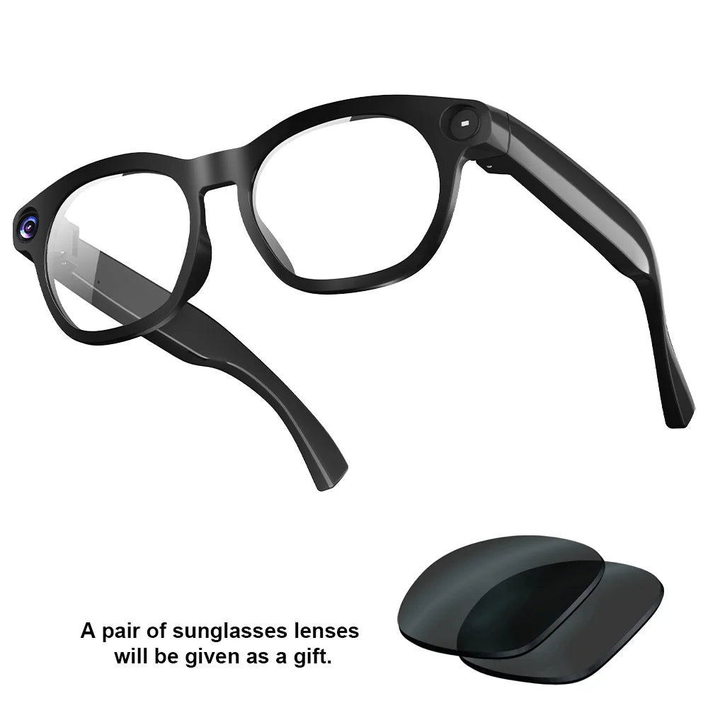 CY03 AI Smart Glasses with Camera 1600x1200 Video Recording Open-Ear Bluetooth 5.3 Headphones Real-time Translation Touch Contro