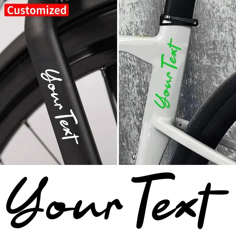 1PC Handwritten Style Custom Bicycle Stickers Frame Personalized Waterproof DIY Motorcycle Helmet MTB Bike Top Tube Vinyl Decals