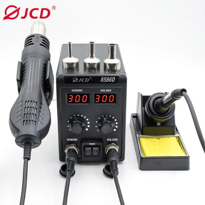 JCD 750W 8586D Soldering Station 2 IN 1 Hot Air Gun LCD Dual Digital Display Electric Soldering Iron SMD Welding Rework Station