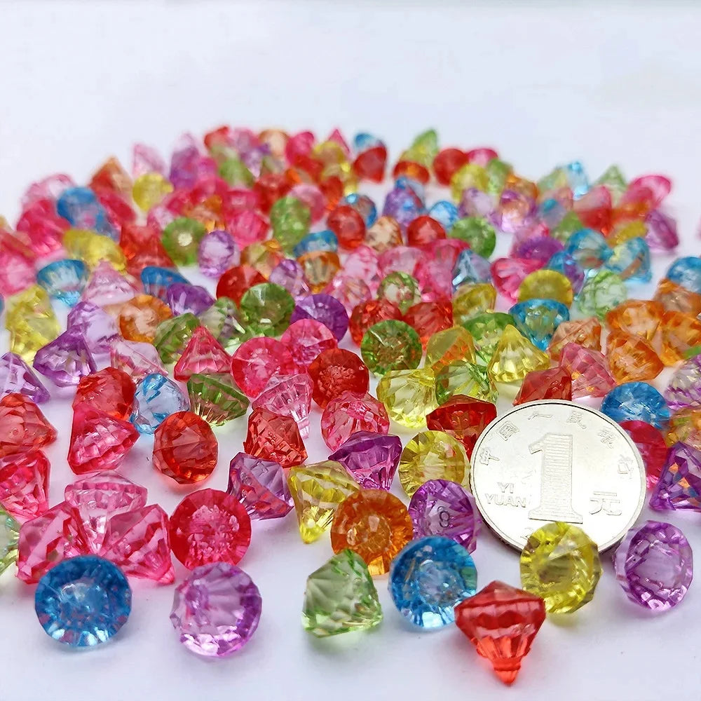 10pcs Fake Diamond Crystal Gem Toy Treasure Chest Pirate Acrylic Paperweight Diy Art Craft Decorative Gift Photography Props