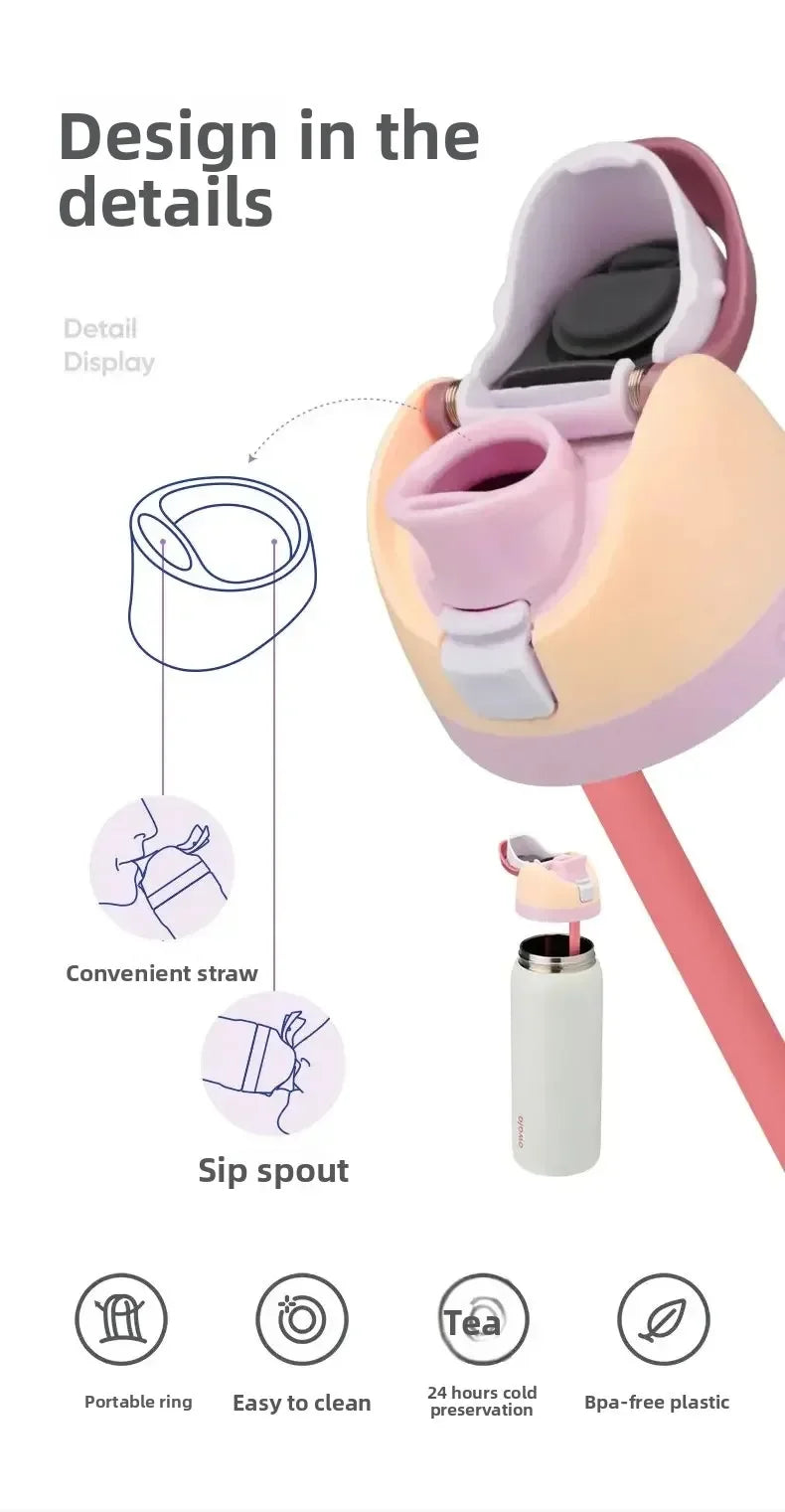 Owala portable cup, one handed open lid, large capacity water cup, straw cup, insulated cup, 710mL | Coastal Mist