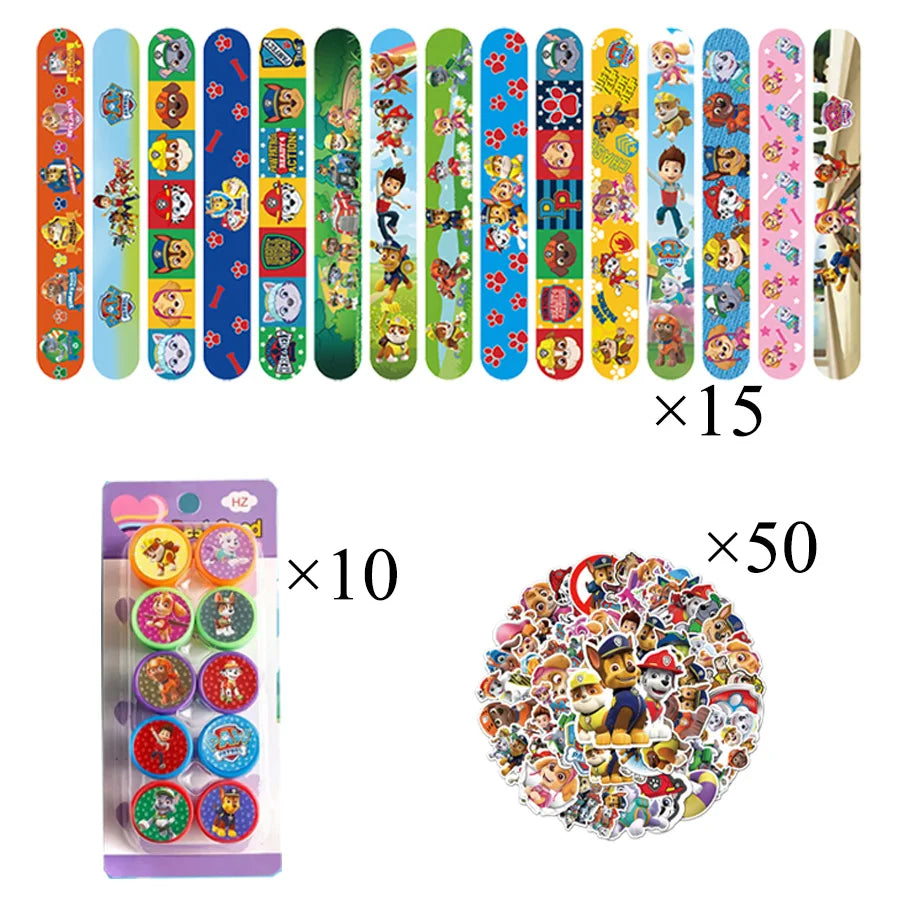 Paw Patrol Party Favors Slap Bracelet Stamps Keychains Gift Bag Stickers Birthday Party Decoration Christmas Stocking Fillers