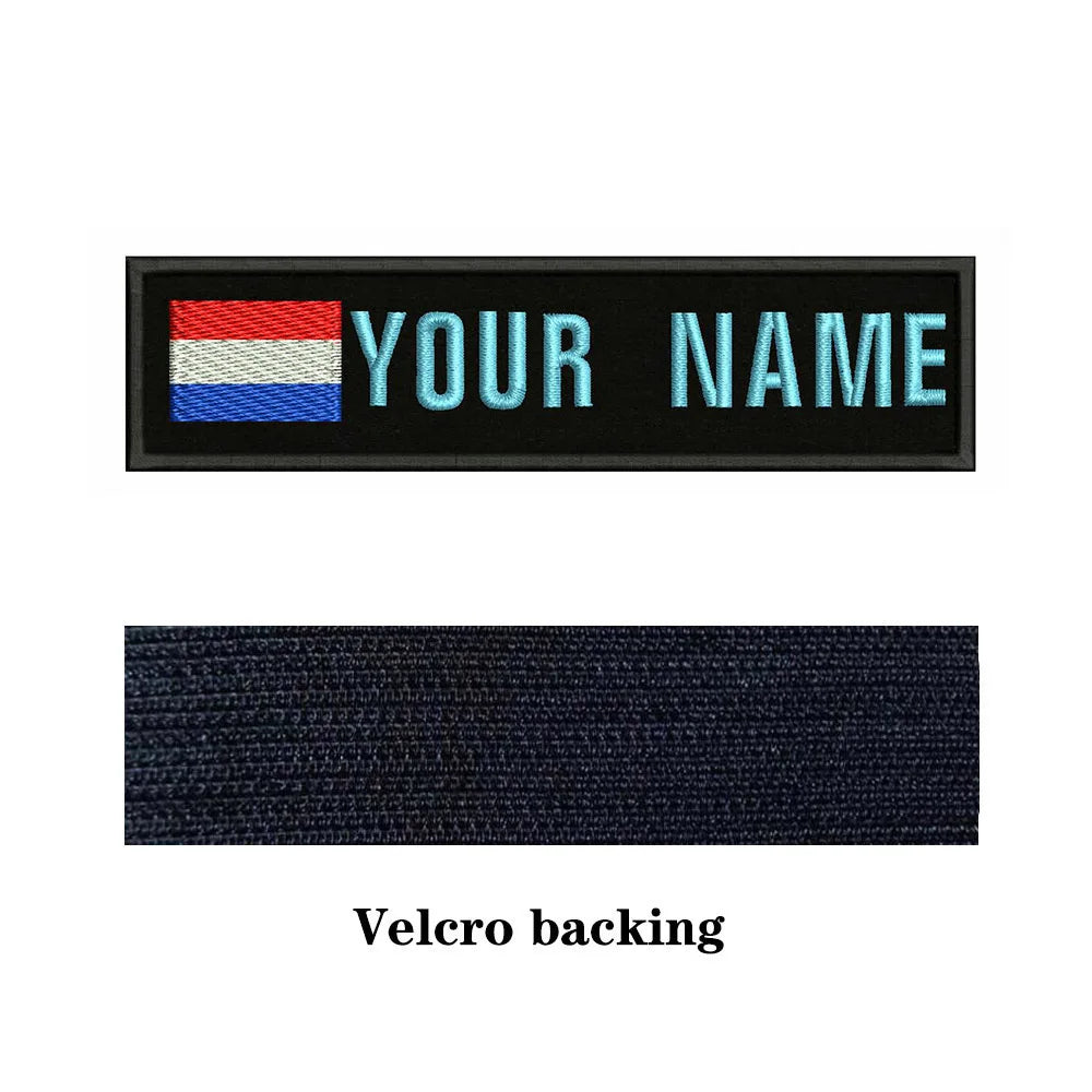 Dutch Flag Netherlands 10X2.5cm Embroidery Custom Name Text Patch Stripes Badge Iron On Or  Patches