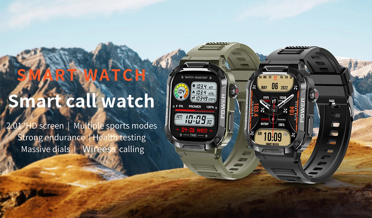 2026 Męski Zewnętrzny Smartwatch Monitor Zdrowia Wojskowy Bezprzewodowe Połączenia Fitness Wodoodporny Sportowy Smartwatch Na Telefony IOS Android
