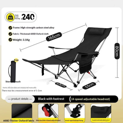 Portable Folding Beach Chair Lightweight Adjustable Reclining Sun Lounger Camping Picnic Travel Outdoor Portable Chair Chair