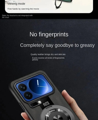 Case For Xiaomi 17 Pro Max 360 Rotating Magnetic Holder Luxury Silicone Sheepskin Leather Back  For Mi17 Xiaomi 17Pro Max Cover