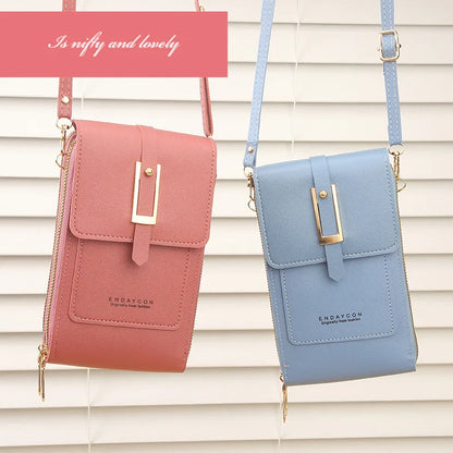 New transparent touchscreen phone bag trend simple crossbody small bag phone women's bag change bag vertical design