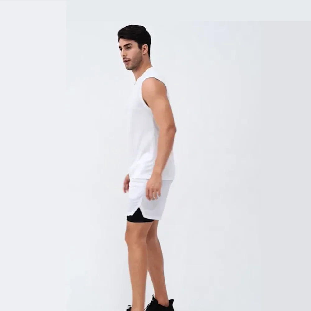 elastic sleeveless running Gym men's and women's free custom logo compression vest, quick drying sports sleeveless T-shirt