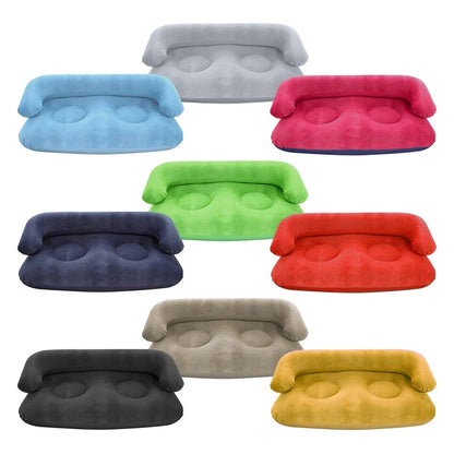 2 Person Inflatable Sofa Couch Portable Foldable Air Couch with Armrest Flocked Outdoor Camping Home Leisure Inflatable Lounge C