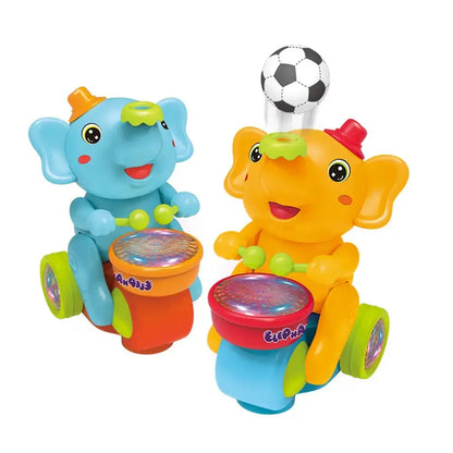 Baby Crawling Toy: Electronic Walking Elephant Drummer with Floating Ball, LED Lights, Music & Sounds | Interactive Sensory Toy