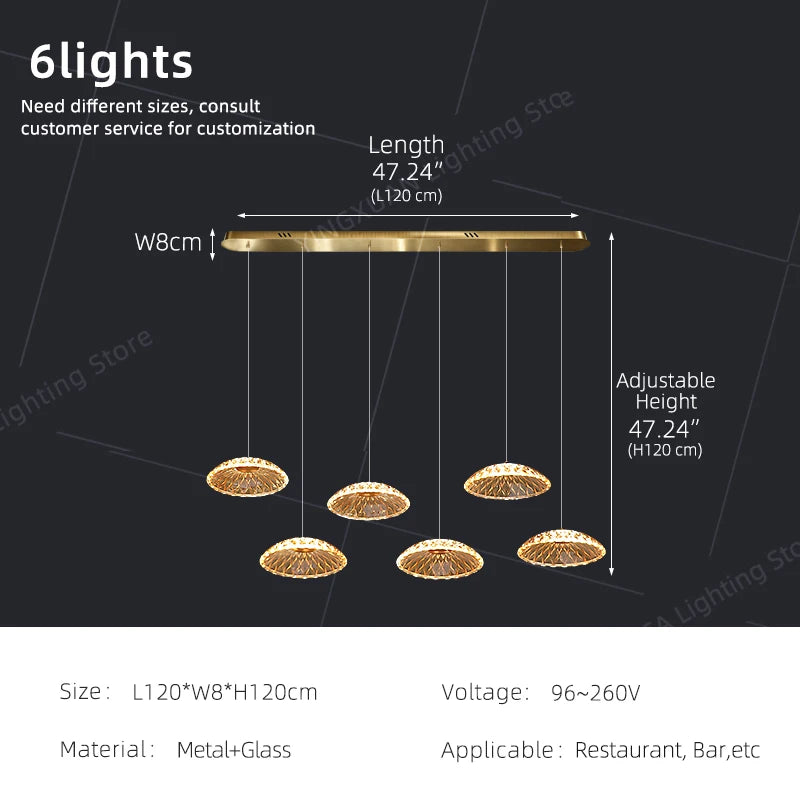 Modern Restaurant Pendant Lamp for Villa Dining Table Bar Kitchen Island Hanging Light for LED Glass Dining Room Chandelier