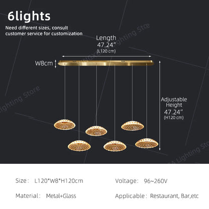 Modern Restaurant Pendant Lamp for Villa Dining Table Bar Kitchen Island Hanging Light for LED Glass Dining Room Chandelier