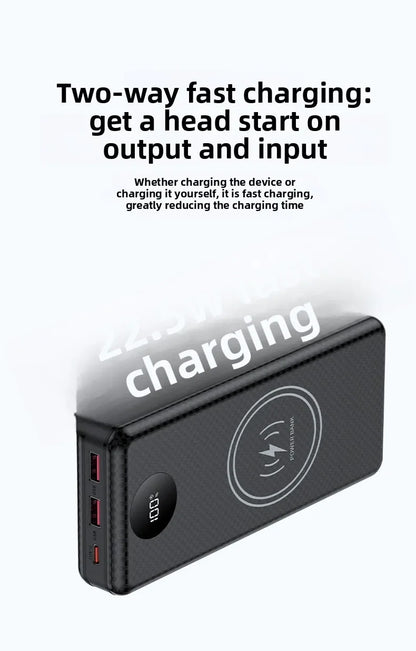 22.5W Fast Charging & Wireless Charging 18650 Battery Power Case - 8x18650 Battery Holder with Outdoor Camping LED Light