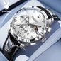 PLAYBOY 3035 Brand original authentic watches for man luxury Gift Box fashion Belt chronograph calendar quartz men's watch