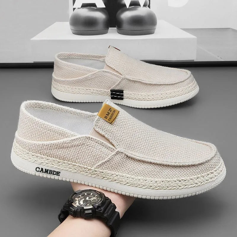 Summer Casual Loafers Men Breathable Slip On Casual Shoes for Men Classic Linen Canvas Sneakers Male Light Flats Lazy Shoes