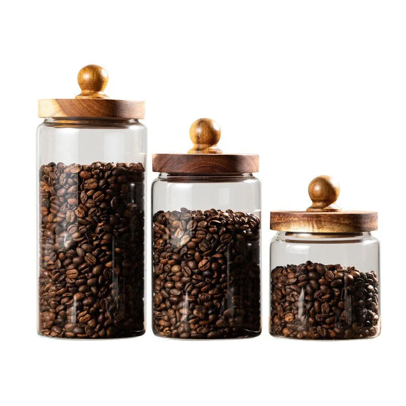 Kitchen Glass Storage Jar Multi-purpose Transparent Glass Sealed Jar Household Moisture-proof Grains Coffee Bean Storage Tank